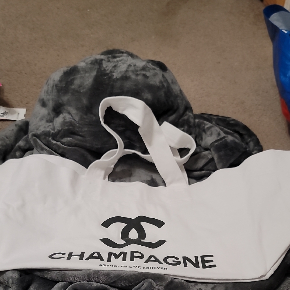 White Champagne Logo Tote Bag